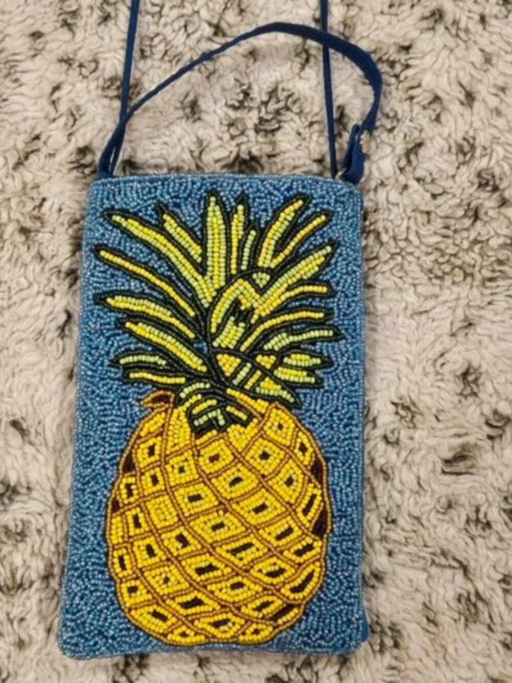 Bamboo Trading Company Pineapple Hand Beaded Mini Crossbody 4.5